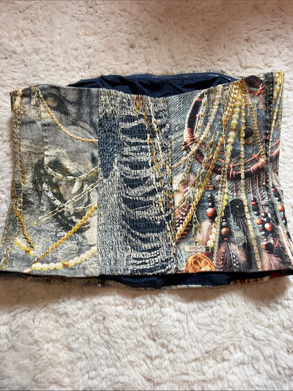 Heritage America Denim Bustier Top - Navy - Picture 2 of 5